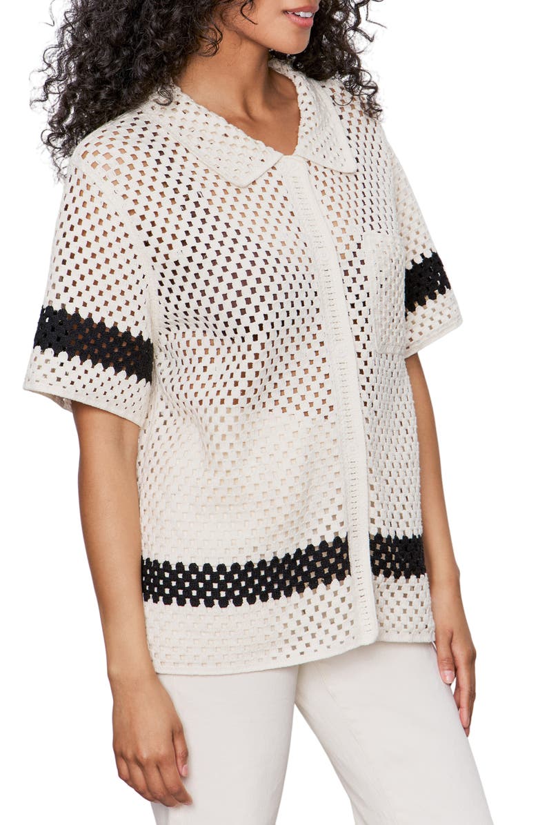 Sanctuary Crochet Stitch Cotton Resort Shirt, Alternate, color, Macrame