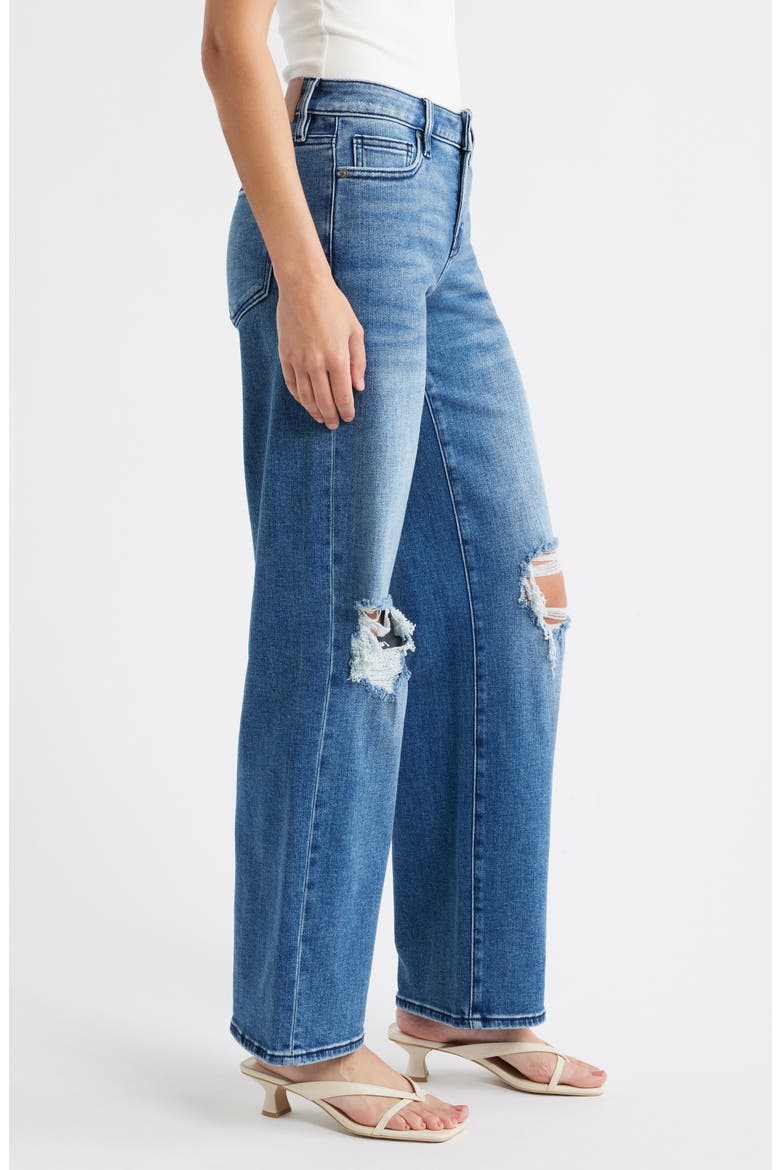 Distressed Mid Rise Wide Leg Jeans, Alternate, color, DK.WASH