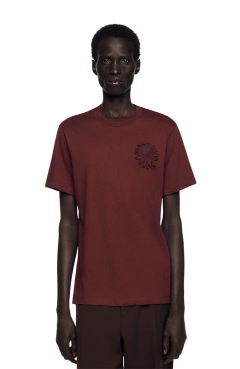 Cotton crochet flower T-shirt