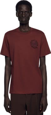 SANDRO Cotton crochet flower T-shirt