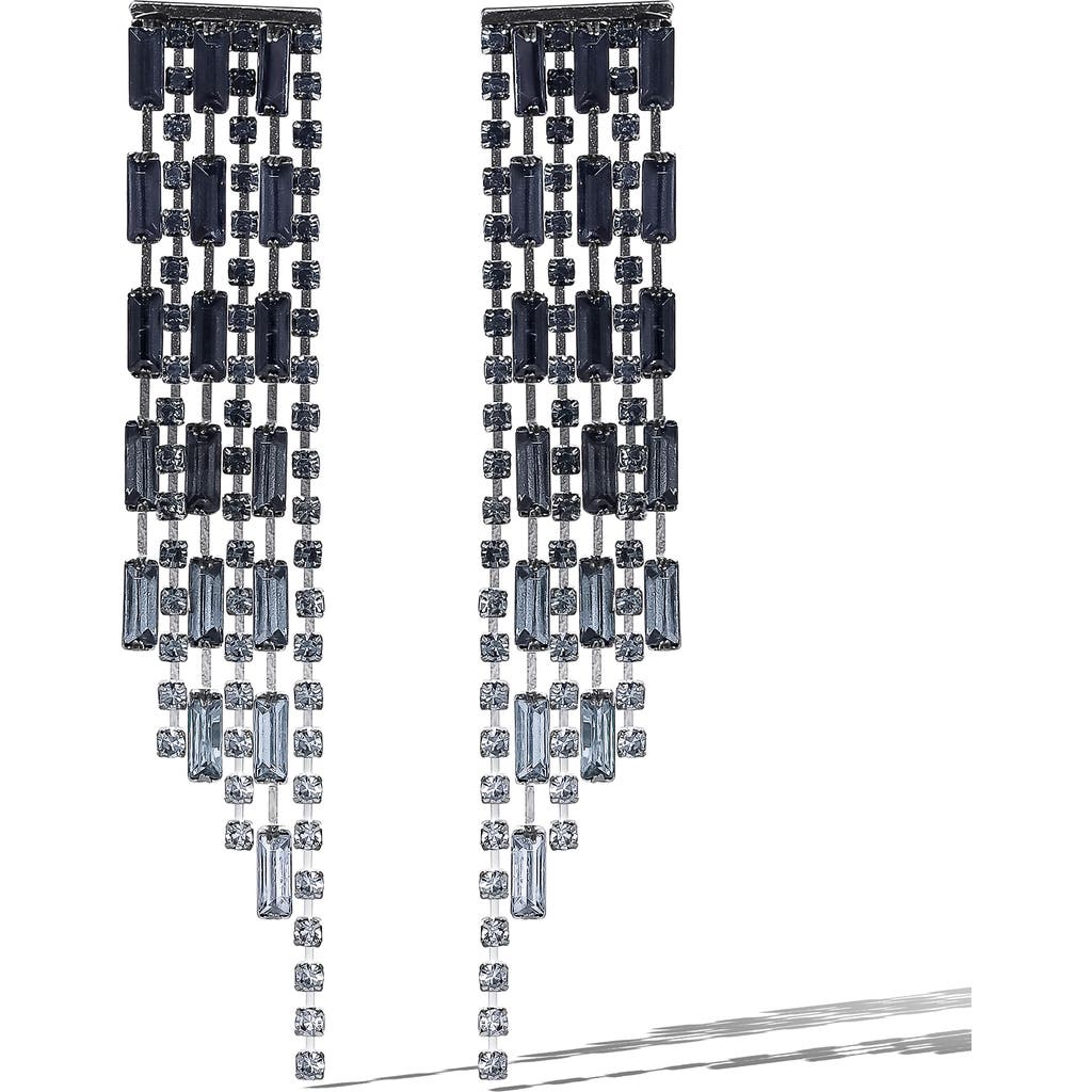 Jessica Simpson Tiered Crystal Fringe Earrings In Metallic
