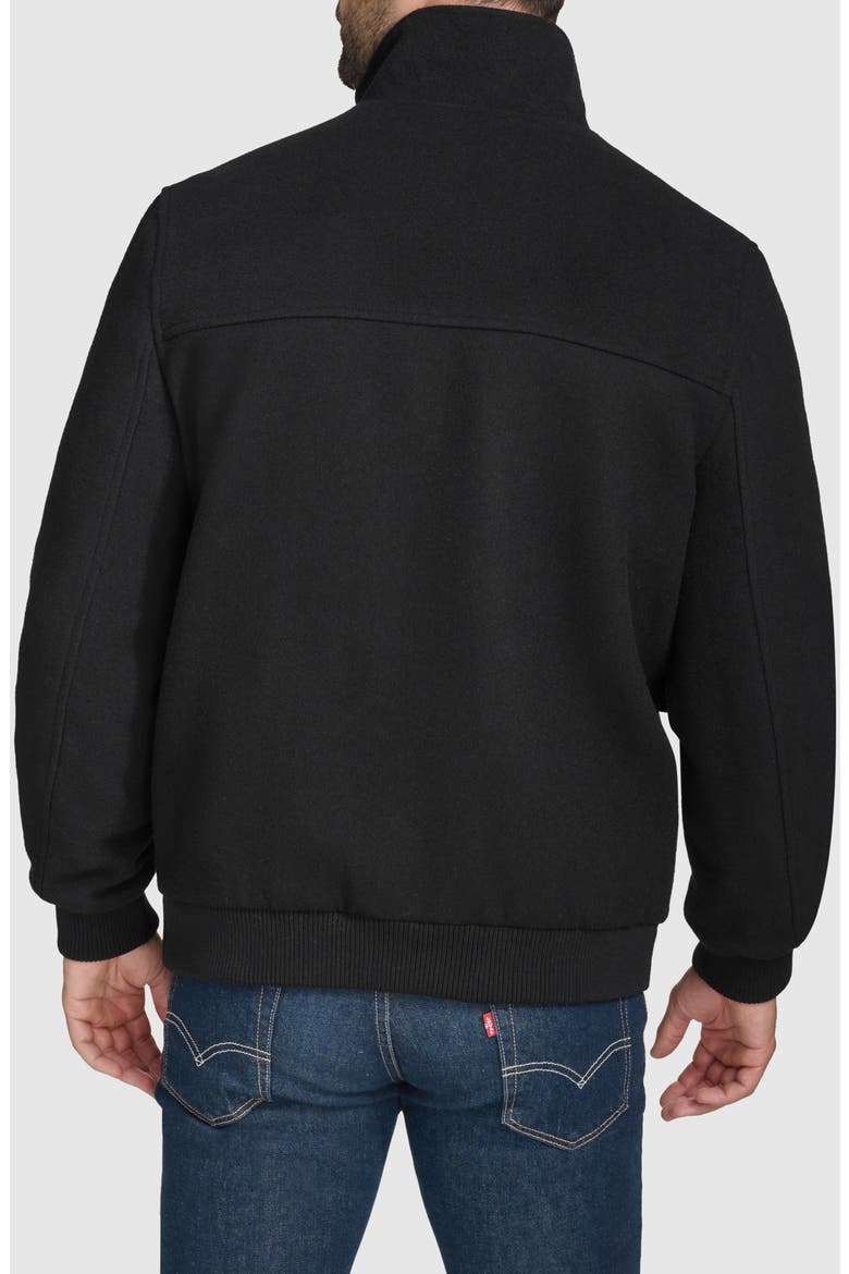 Stand Collar Wool Blend Bomber Jacket, Alternate, color, BLACK