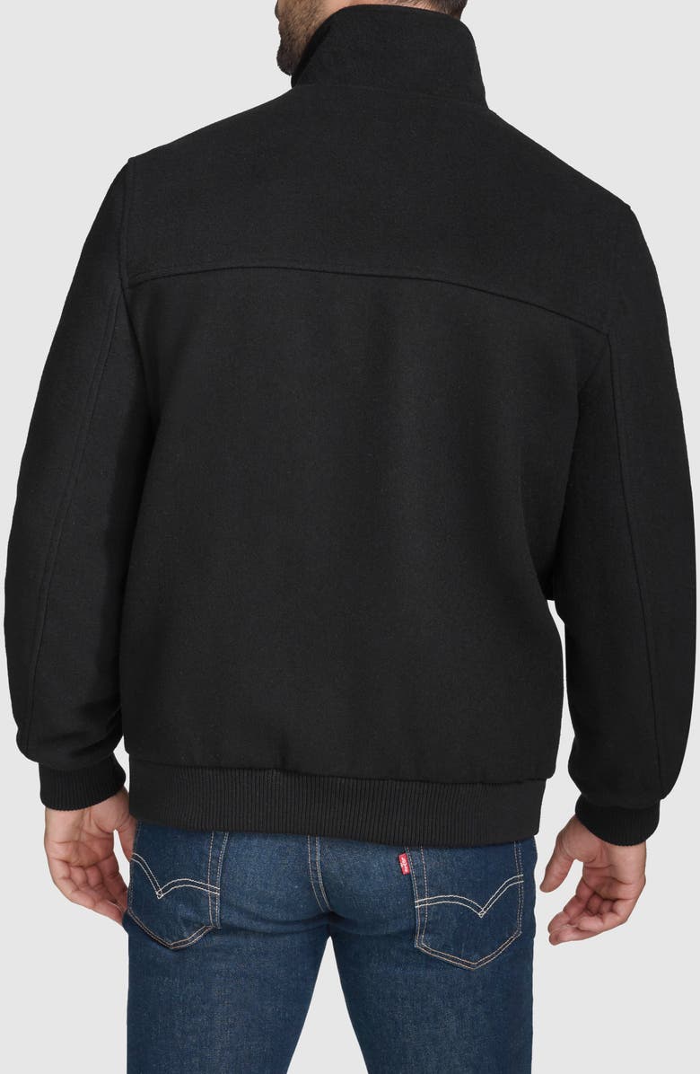 Cole Haan Signature Stand Collar Wool Blend Bomber Jacket, Alternate, color, Black