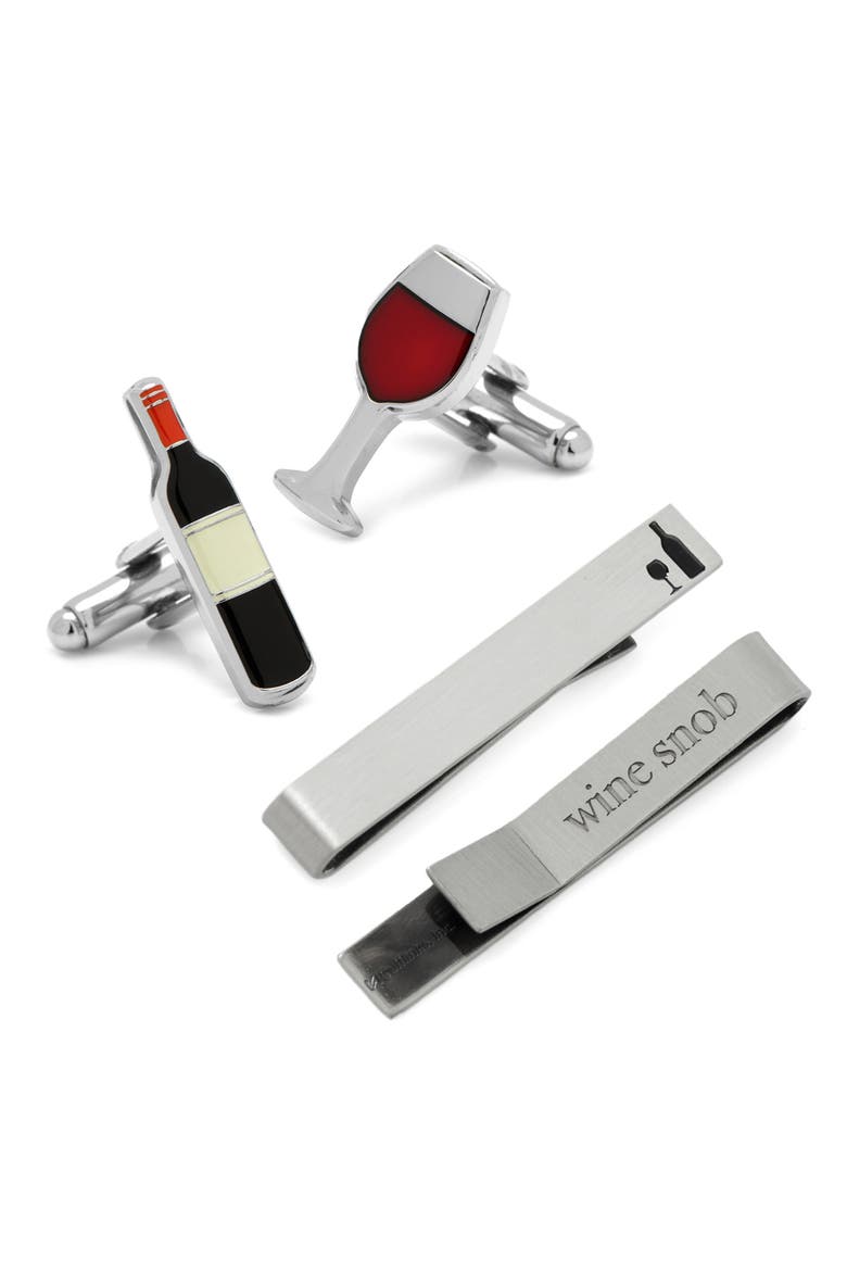 Wine Lover Tie Bar & Cuff Links Set, Main, color, MULTI