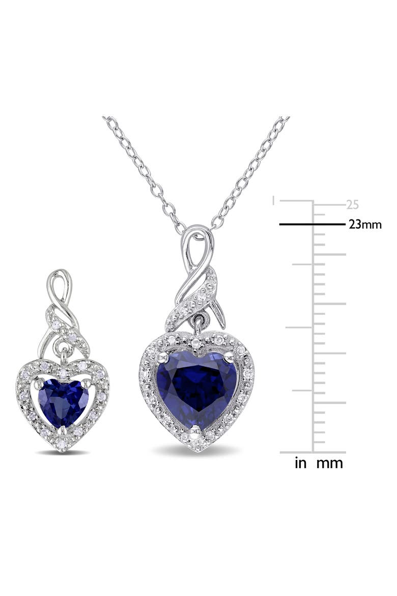 Lab-Grown Blue Sapphire & Diamond Drop Earrings & Necklace Set, Alternate, color, BLUE