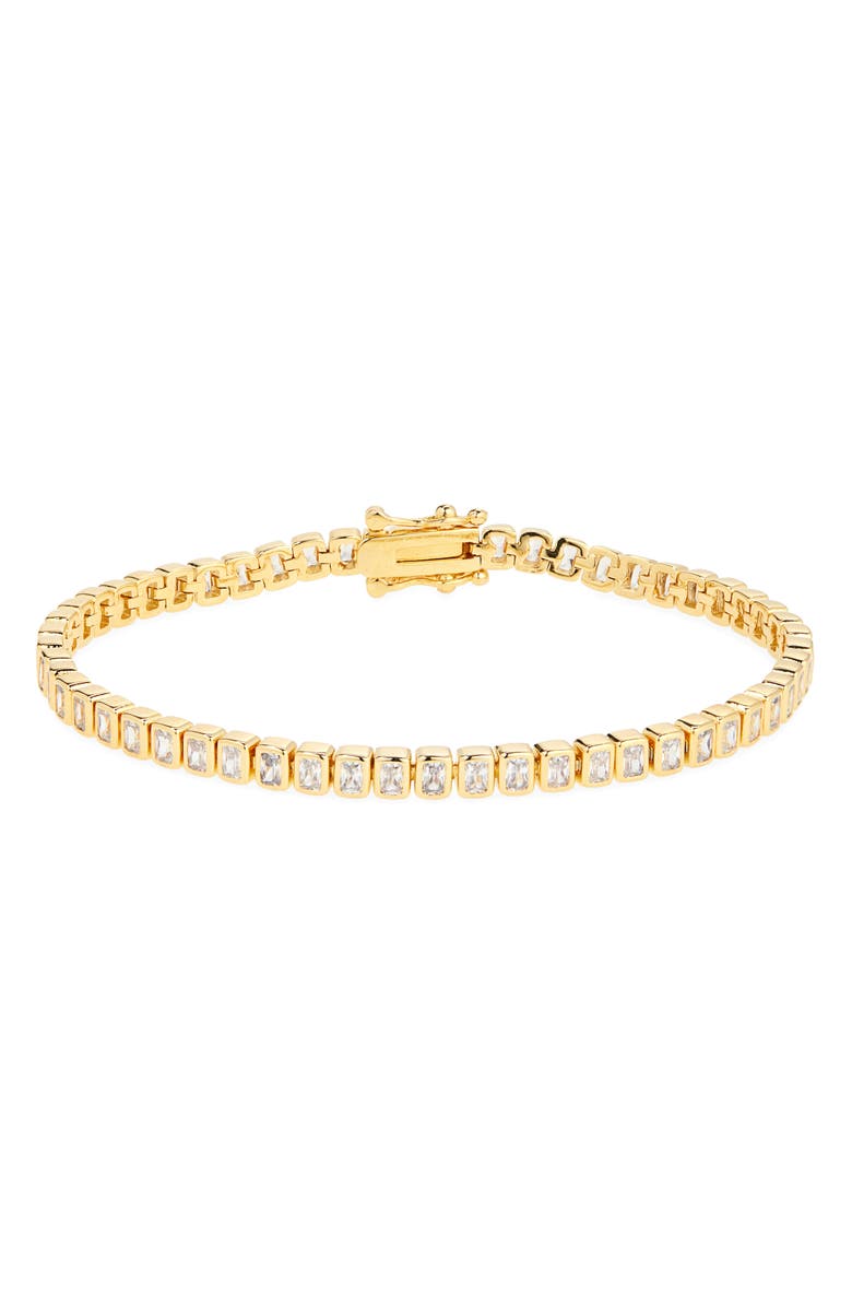 Nordstrom Baguette Cubic Zirconia Bezel Tennis Bracelet, Main, color, Clear- Gold