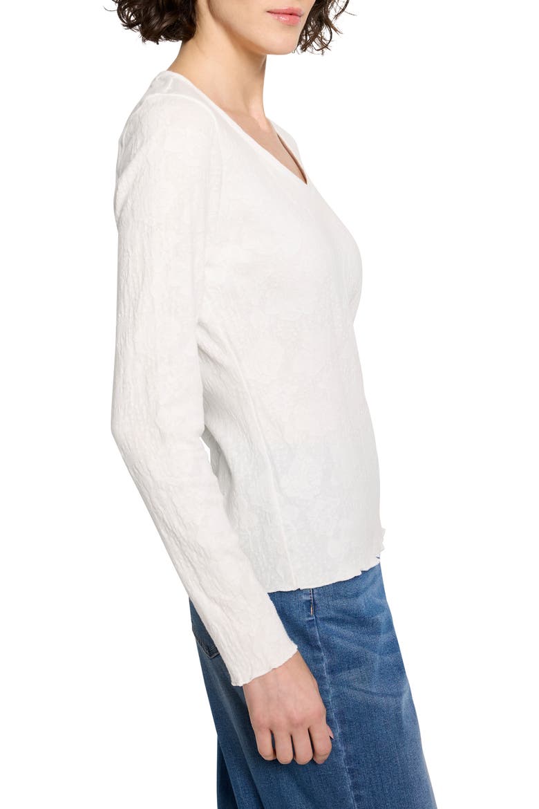 Lace Cotton V-Neck T-Shirt, Alternate, color, PAPER WHITE