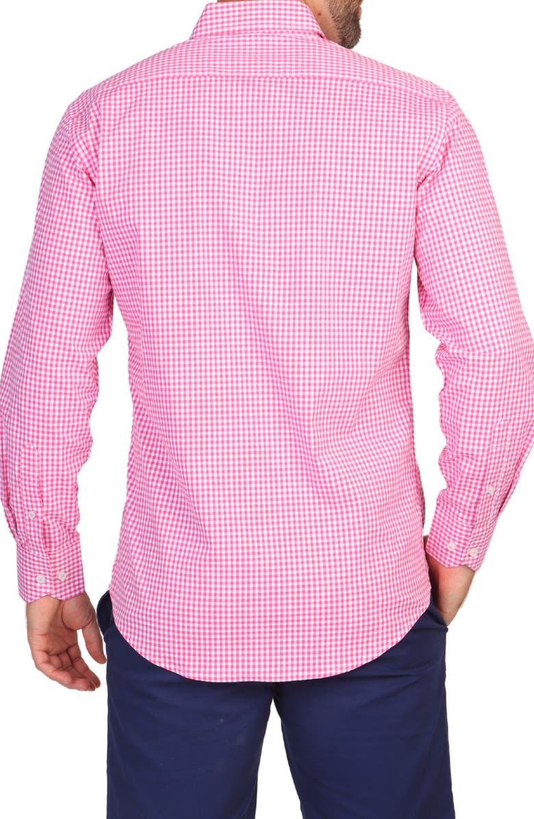 TailorByrd Gingham Stretch Button-Down Shirt, Alternate, color, Pink