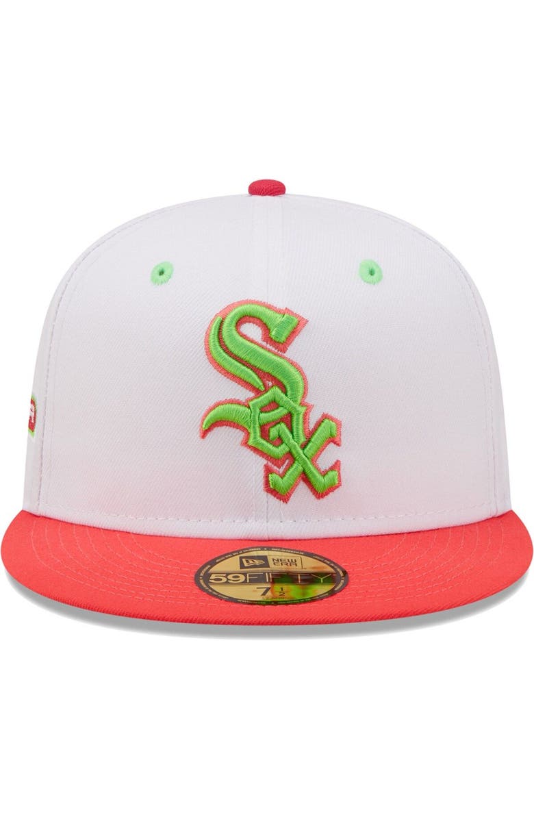 New Era Men's New Era White/Coral Chicago White Sox 2003 MLB All-Star Game Strawberry Lolli 59FIFTY Fitted Hat, Alternate, color, White