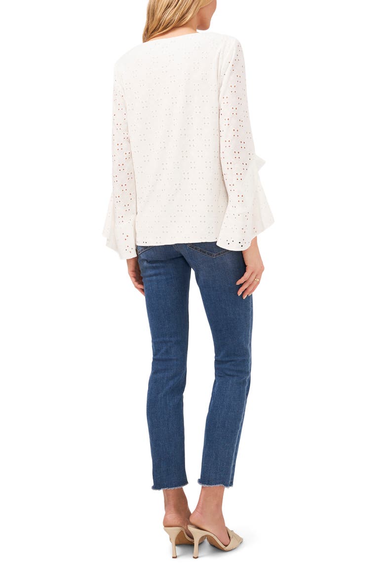 Bell Sleeve Eyelet Blouse, Alternate, color, ULTRA WHITE