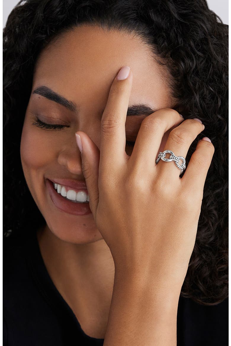 Sterling Silver Caviar Link Ring, Alternate, color, SILVER