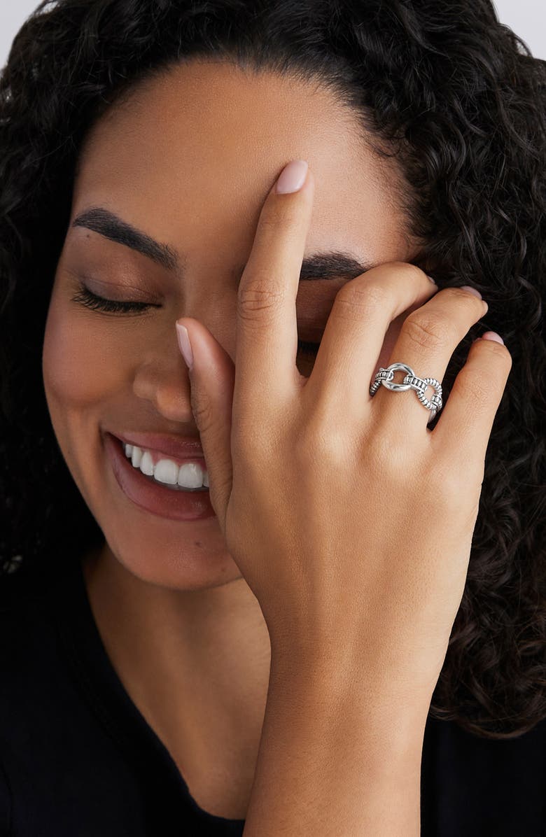 LAGOS Sterling Silver Caviar Link Ring, Alternate, color, Silver