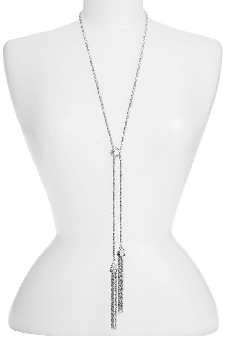 'Jake' Lariat Pendant Necklace, Main, color, SILVER