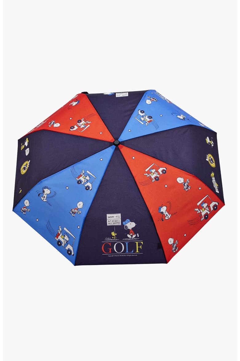 Peanuts Eco-Friendly Compact Duck Umbrella, Alternate, color, Navy Golf Print