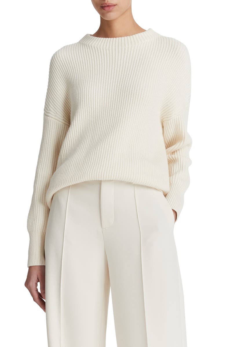Vince Cotton & Cashmere Rib Funnel Neck Sweater, Main, color, 