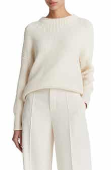 Vince Cotton & Cashmere Rib Funnel Neck Sweater