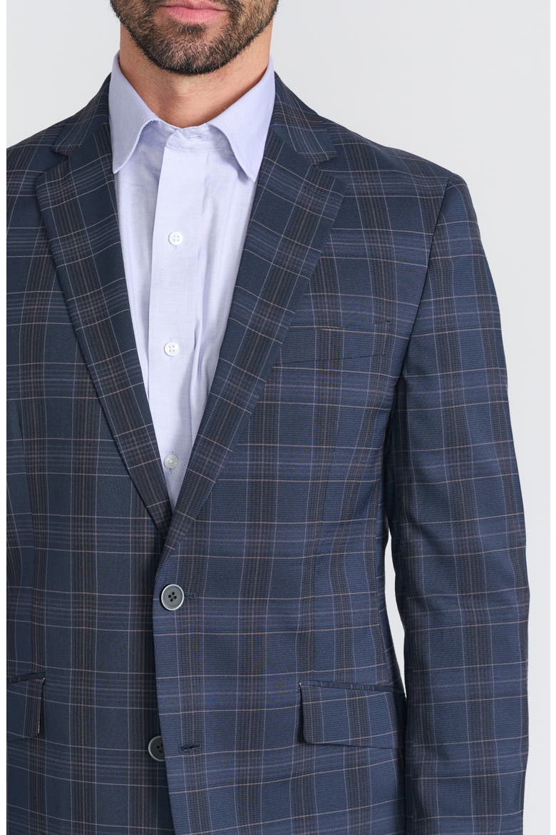 Navy Plaid Trim Fit Suit, Alternate, color, NAVY