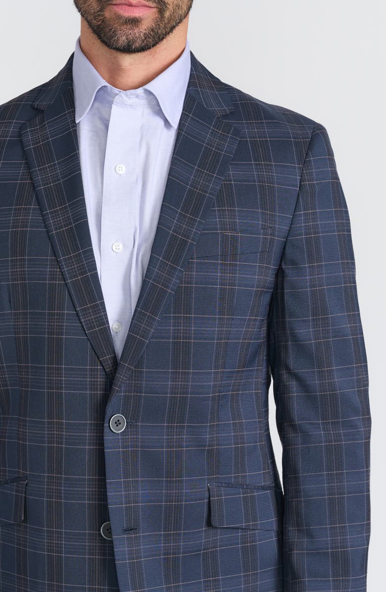 SAVILE ROW CO Navy Plaid Trim Fit Suit, Alternate, color, Navy