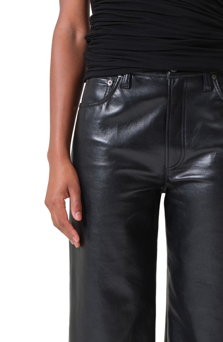 AGOLDE Ren High Waist Ankle Wide Leg Leather Blend Pants, Alternate, color, Detox