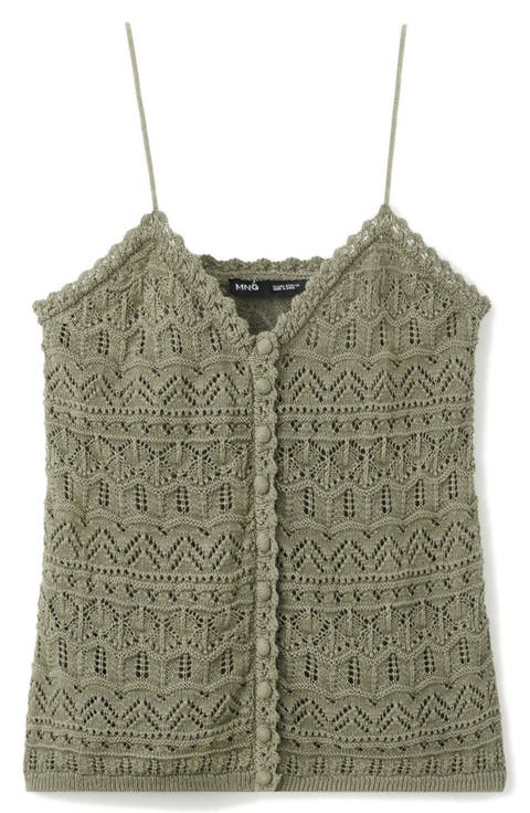 Open Knit Button-Up Camisole