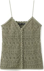 MANGO Open Knit Button-Up Camisole