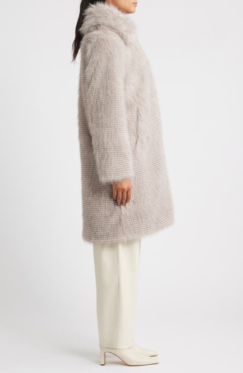 Bernardo Long Faux Fur Coat In Gray