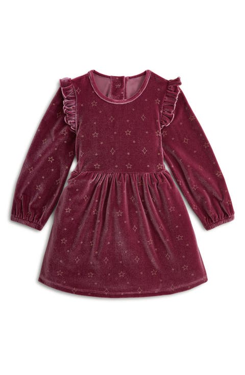 Kids' Star Print Velour Dress