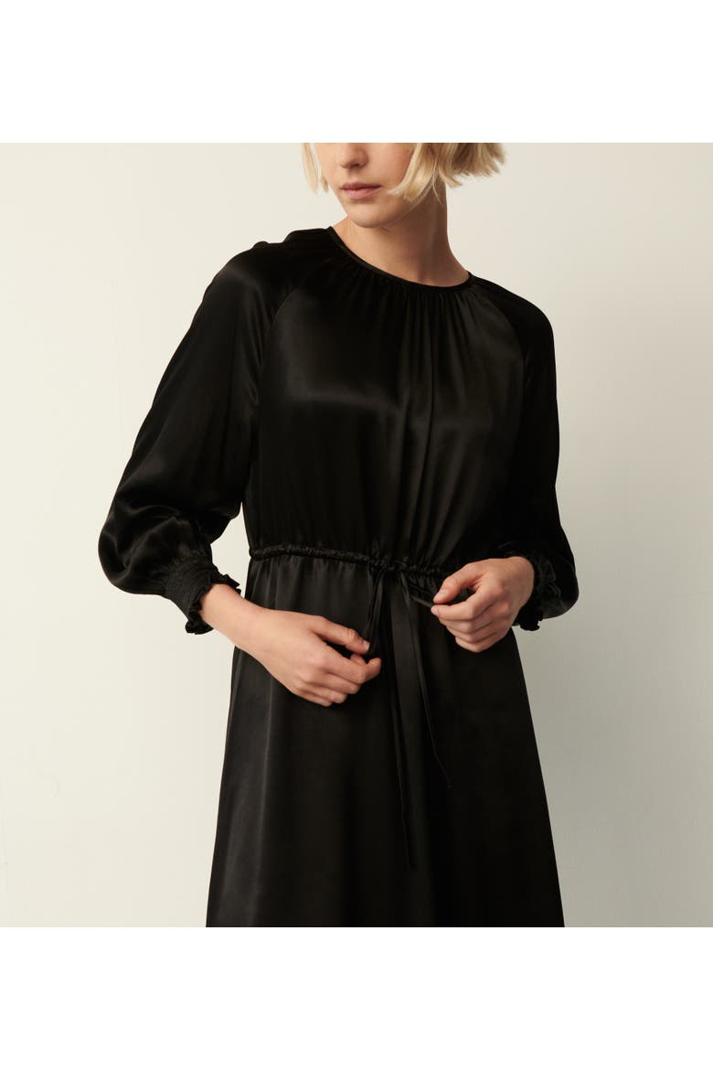Florian 3/4 Sleeve Round Neck Midi Dress, Alternate, color, Black