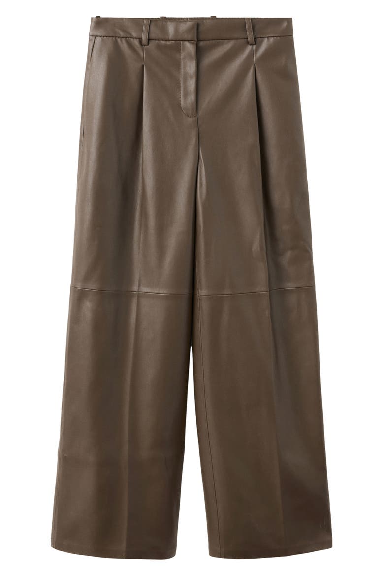 Riga Faux Leather Wide Leg Pants, Main, color, BROWN