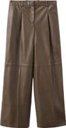 MANGO Riga Faux Leather Wide Leg Pants