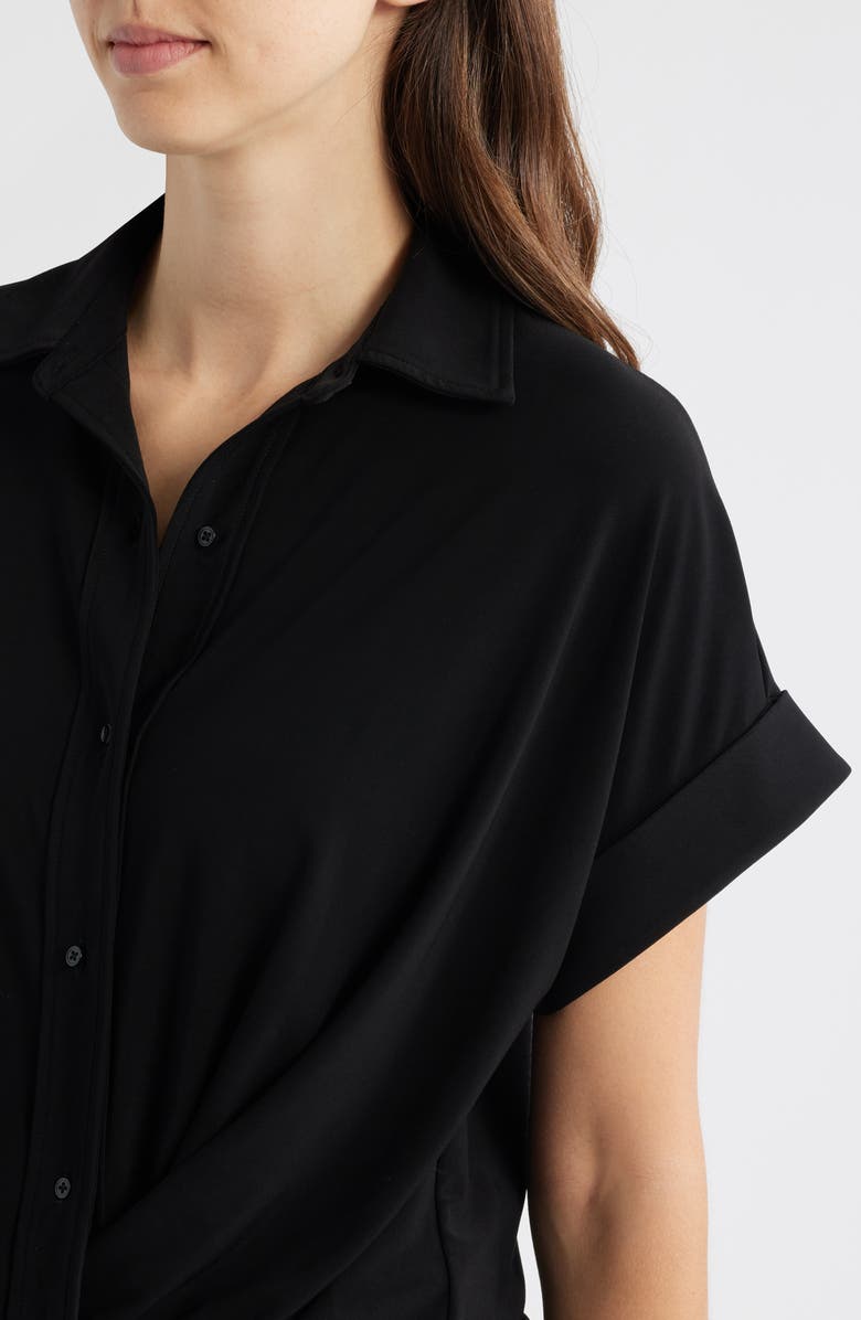 Anne Klein Twist Front Button-Up Shirt, Alternate, color,