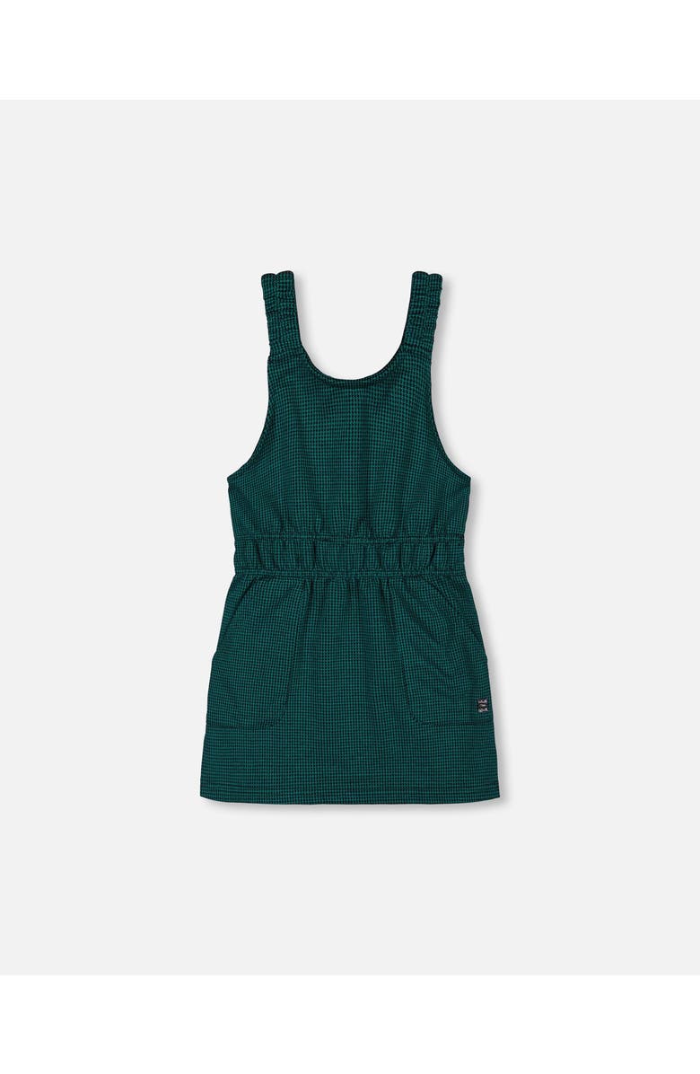 Deux par Deux Little Girl's Jumper Dress With Pocket Houndstooth Teal, Main, color, 