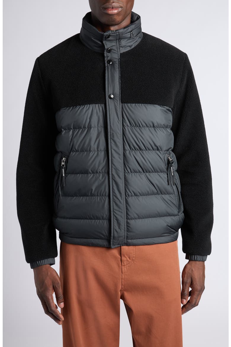 Mistral Mixed Media Down Puffer Jacket, Main, color, BLACK