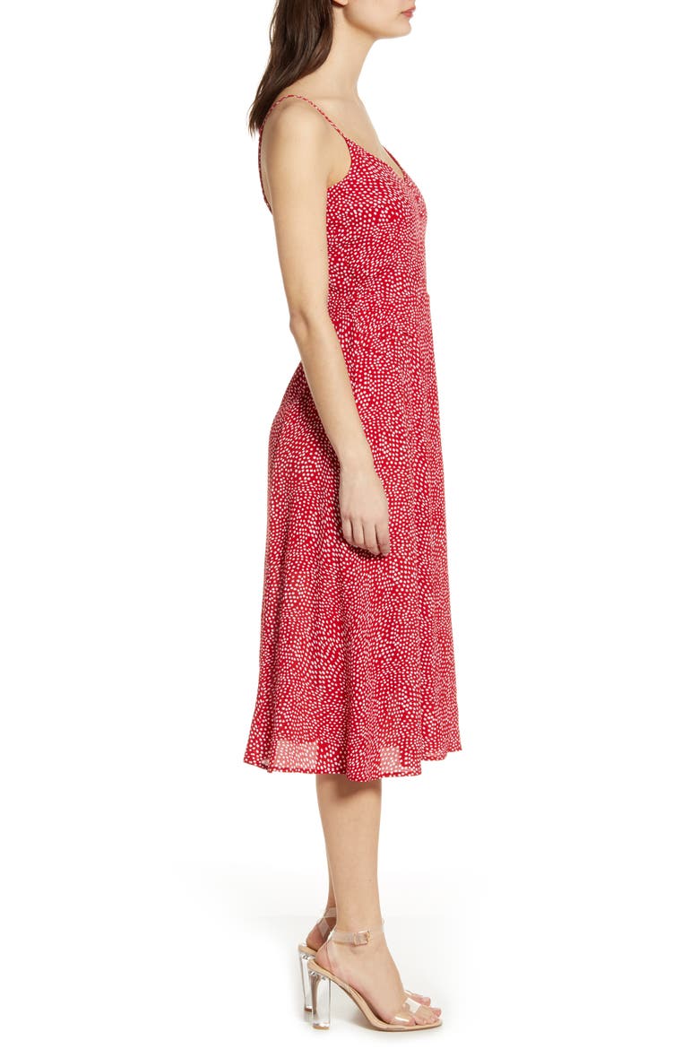 Slit Midi Sundress, Alternate, color, RED/ WHITE