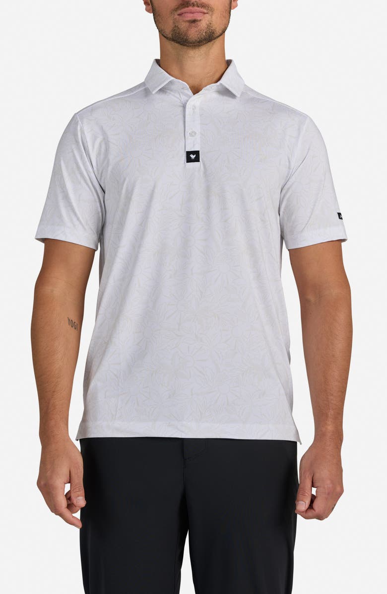 Bad Birdie White Bloom Floral Performance Golf Polo, Main, color, White Bloom