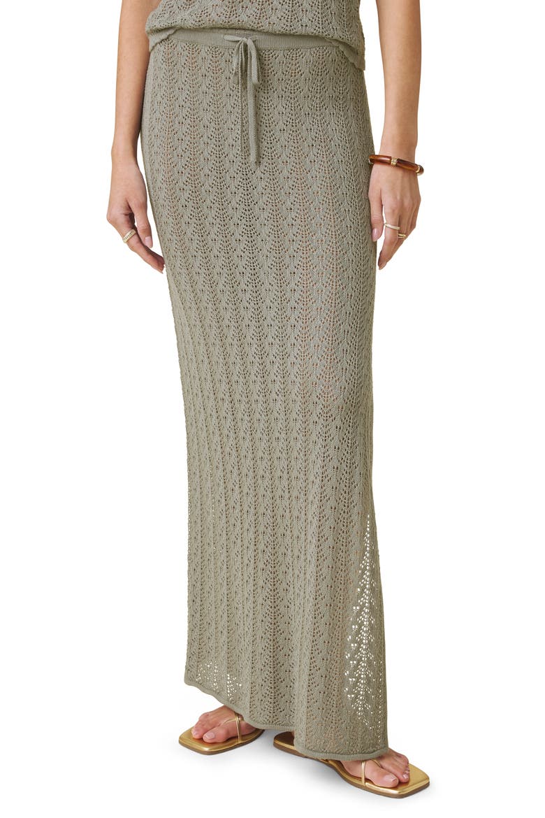 Eleni Pointelle Maxi Sweater Skirt, Main, color, EUCALYPTUS GREEN