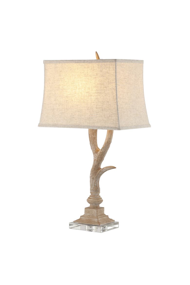 Antler 29.5" Rustic Resin/Crystal LED Table Lamp, Main, color, Beige