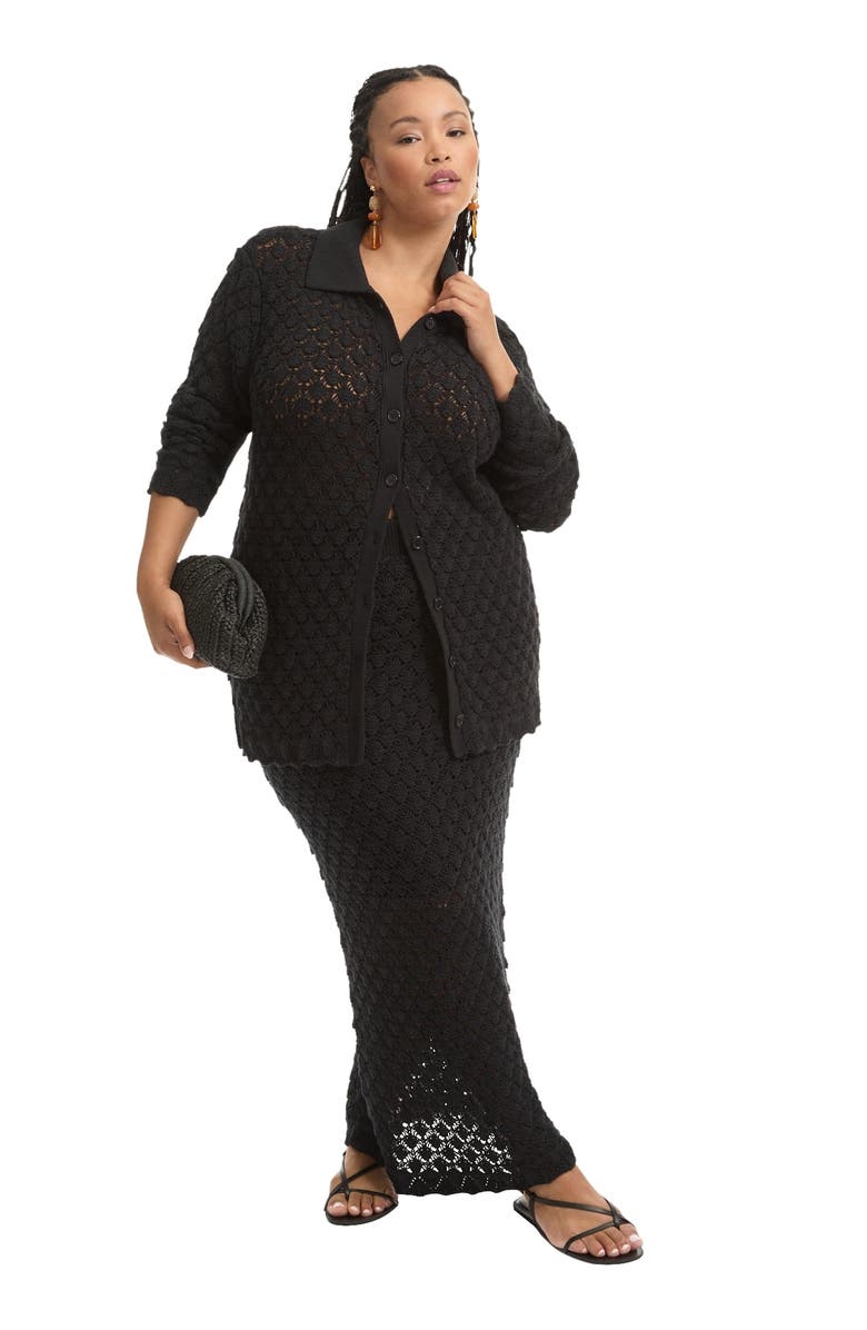 June + Vie Crochet Button Down Shirt, Main, color, 