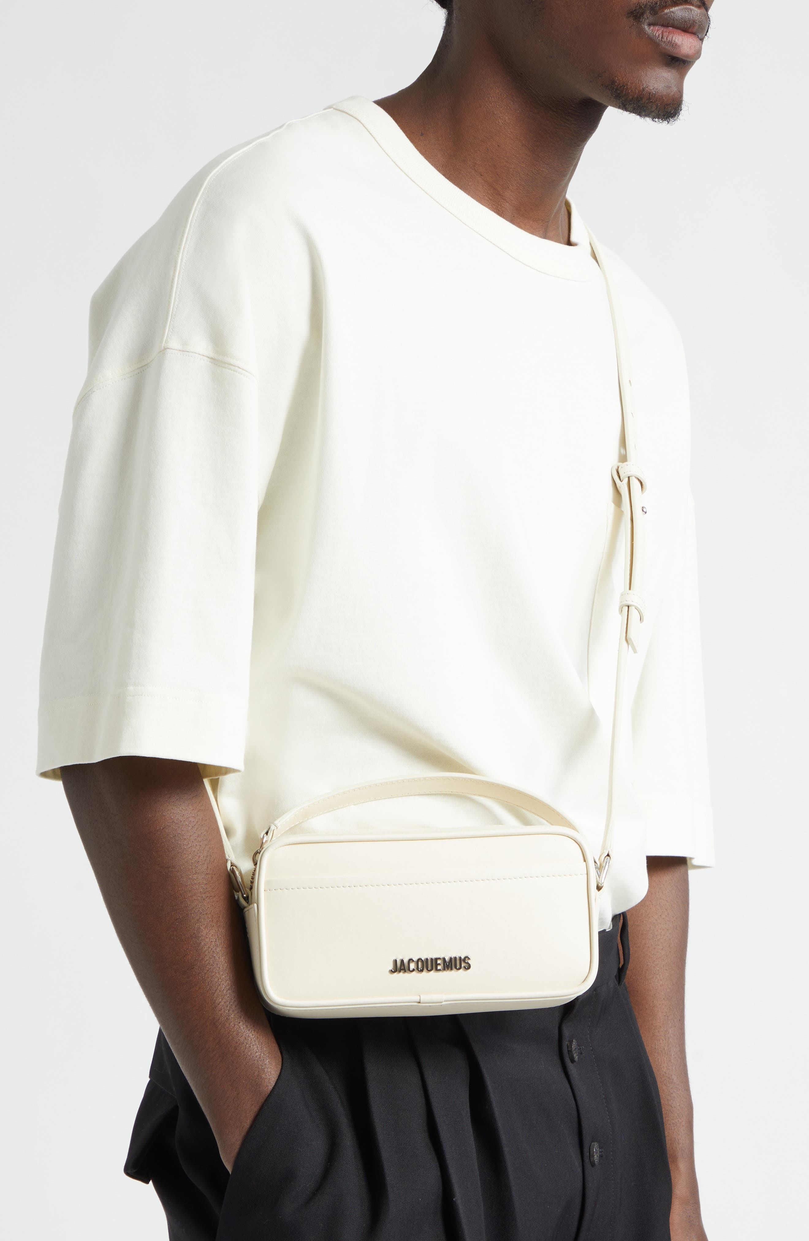 Le Baneto Leather Camera Bag, Alternate, color, LIGHT IVORY 115