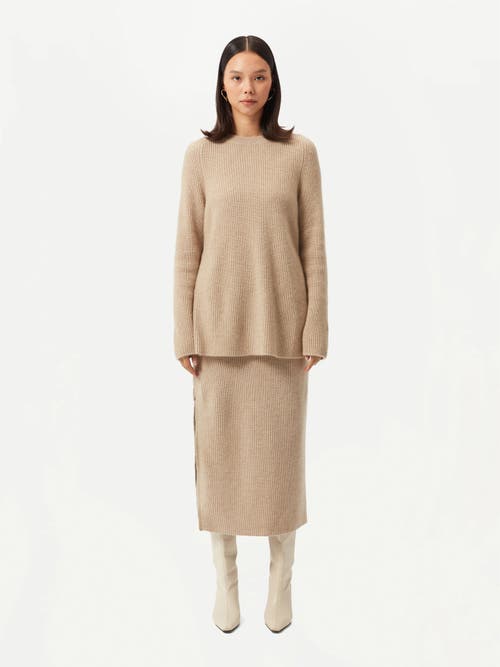 Gobi Mongolian Cashmere Cashmere Sweater With Side Zipper In Warm Grey