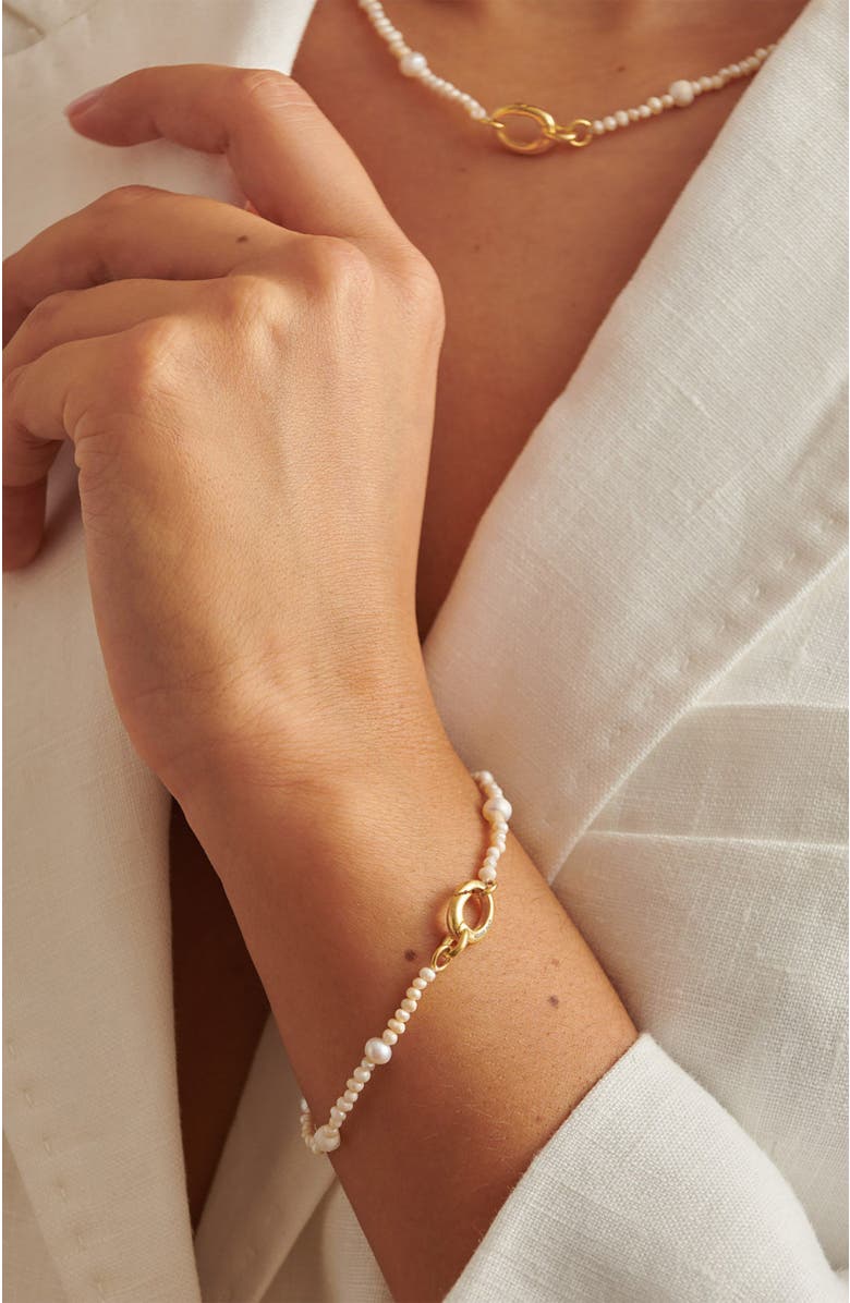Katie Loxton Pearl Glow Bracelet, Alternate, color, Pearl And Gold Coated