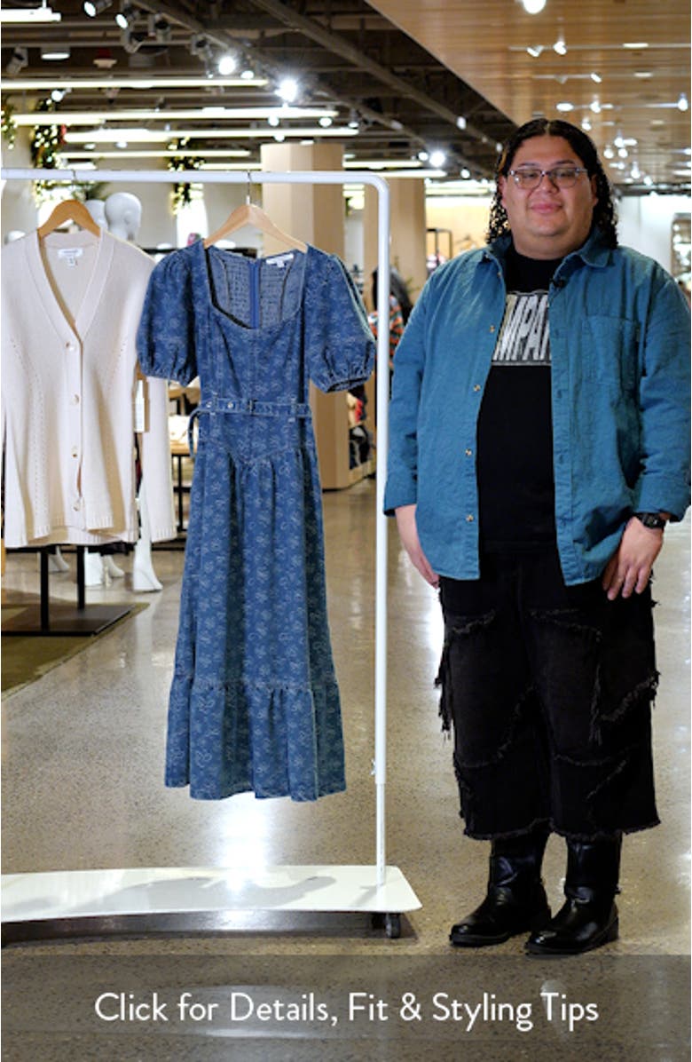 Jacquard Denim Belted Midi Dress, sales video thumbnail
