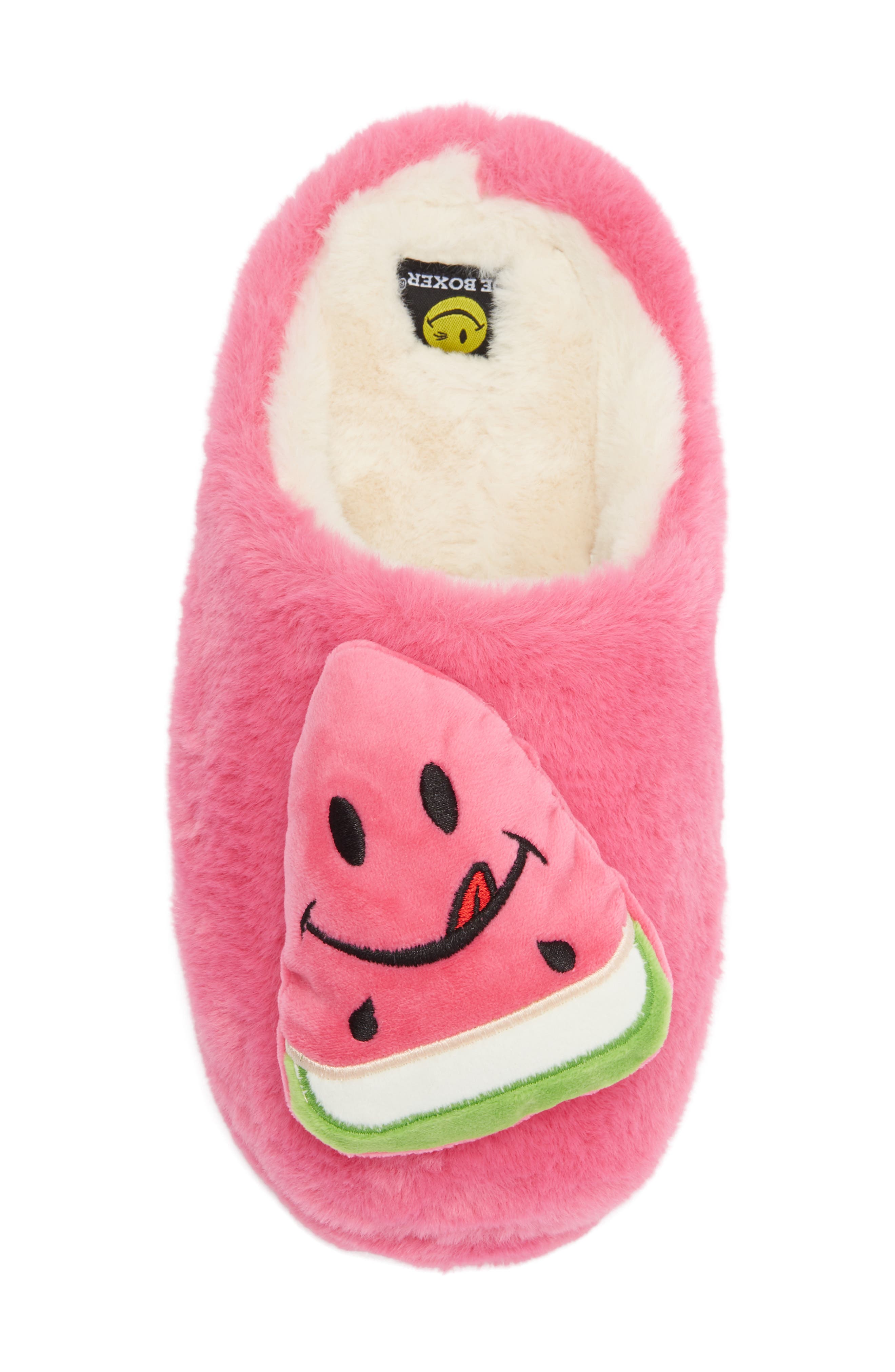 JOE BOXER Happy Watermelon Faux Fur Clog Slipper
