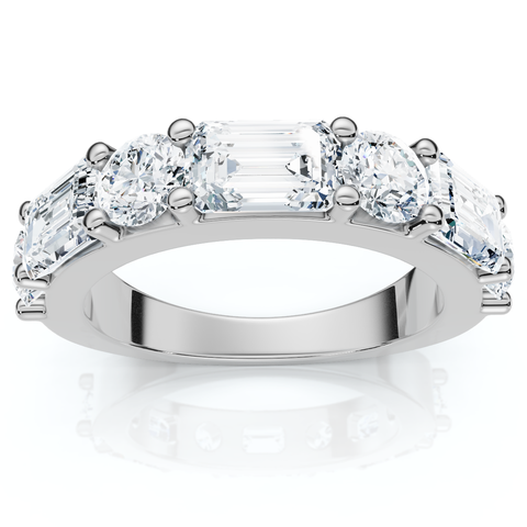 2.30Ct Emerald & Round Diamond Wedding Ring 14k Gold or Platinum Lab Grown