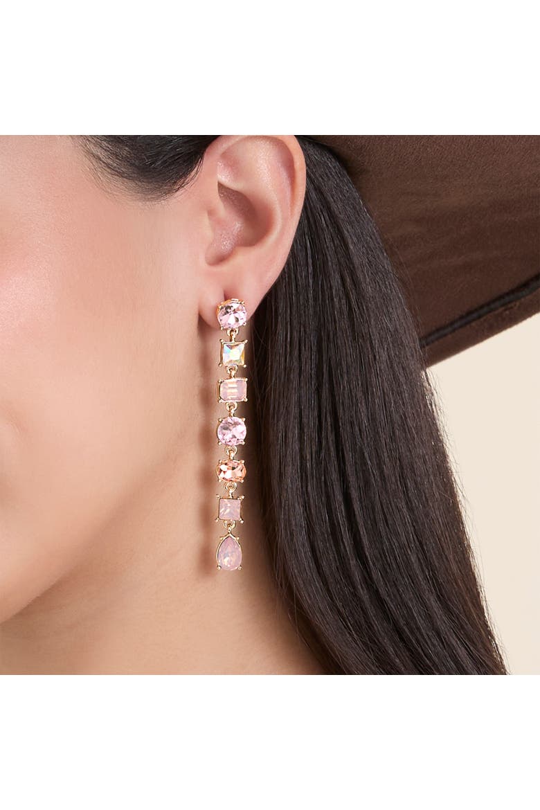 Light Pink Crystal Linear Drop Earrings, Alternate, color, Light Pink/Gold