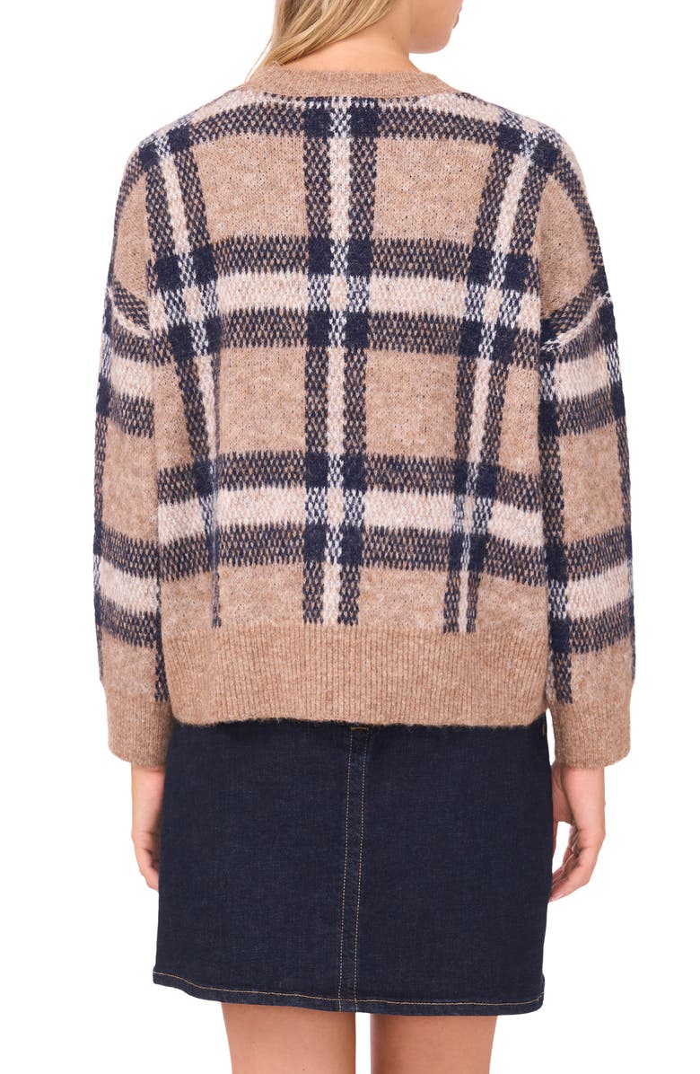 Vince Camuto Plaid Jacquard Sweater, Alternate, color, Walnut Heather