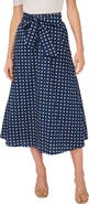 CeCe Tie Waist A-Line Midi Skirt