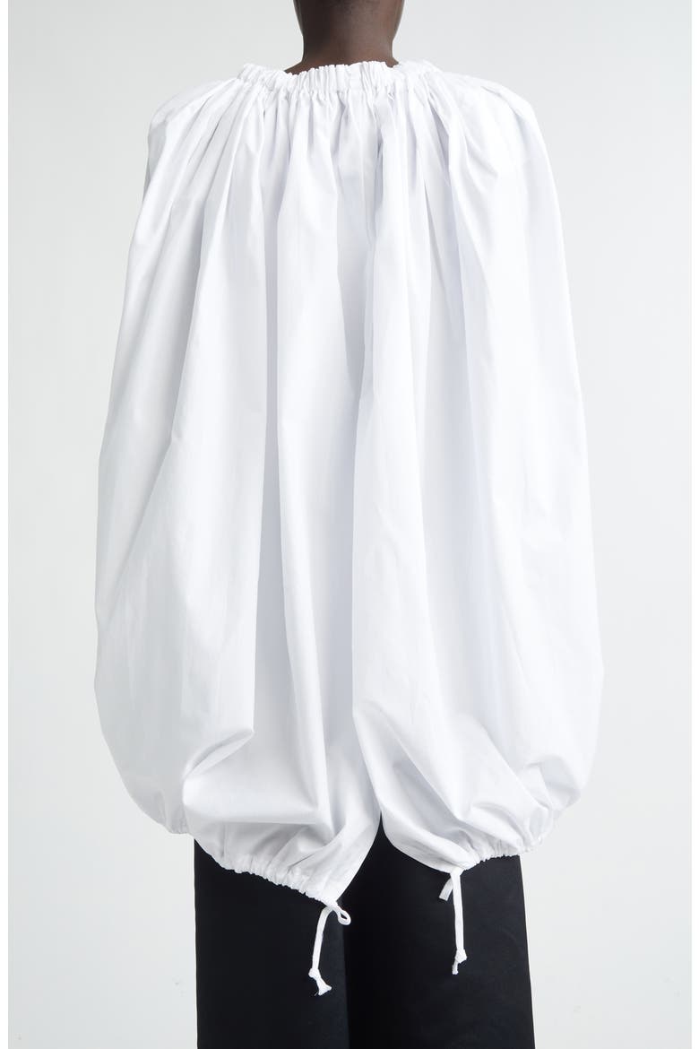 Gathered Cotton Broadcloth Cocoon Top, Alternate, color, WHITE