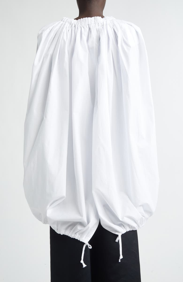 Comme des Garçons Gathered Cotton Broadcloth Cocoon Top, Alternate, color, White