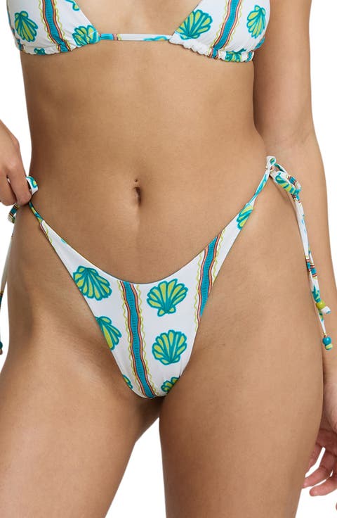 Salty Waves Reversible Tanga Side Tie Bikini Bottoms